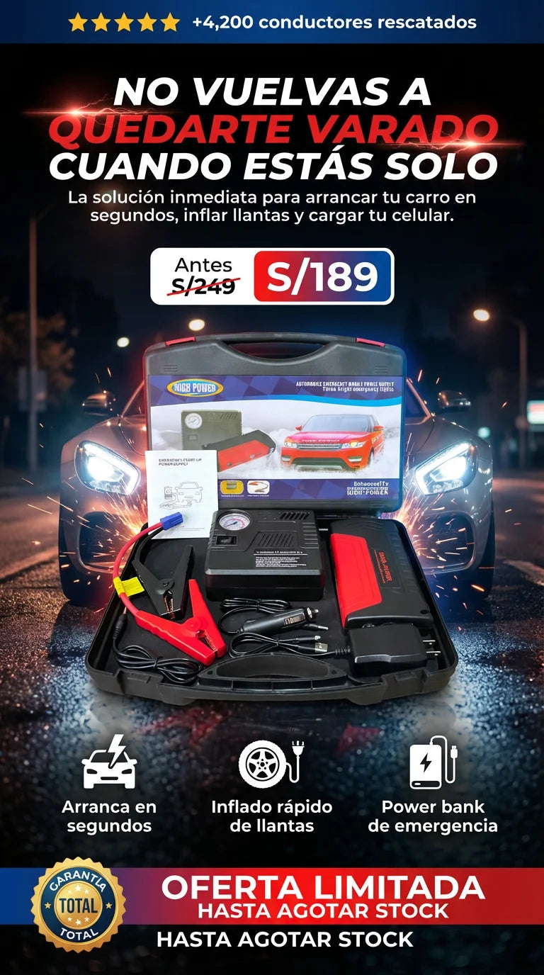 Arrancador Pórtatil 4 en 1 - Nunca te Quedes Varado